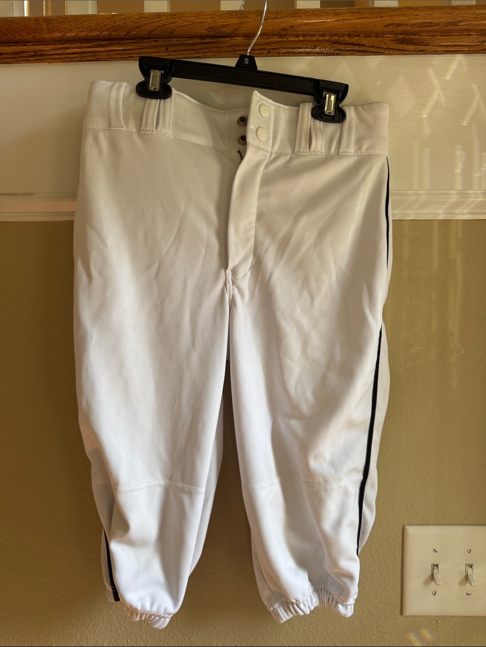 Youth White Baseball Pants with Black Side Stripe